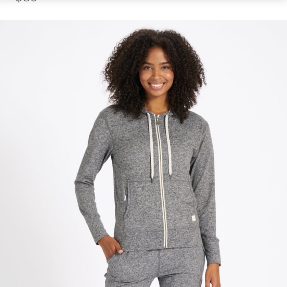 Vuori performance zip front hoodie—heather grey